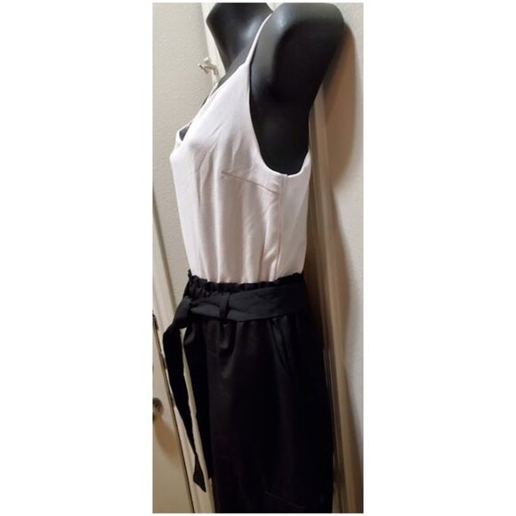 J for Justify Sleeveless Black & White Tie Waist Cargo Jumpsuit Size M - Picture 7 of 16